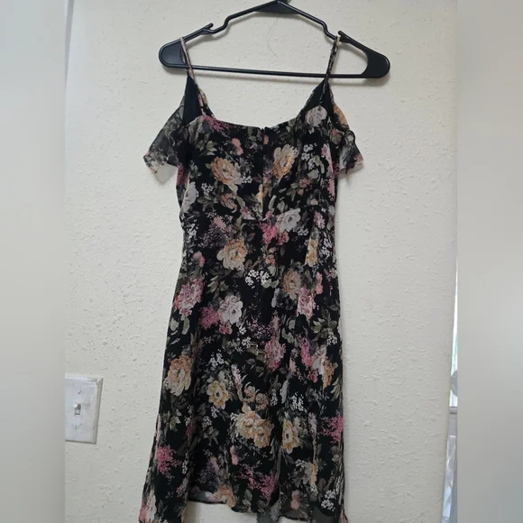 Bailey 44 Black Floral Ruffle Slip Mini Dress - Picture 3 of 6